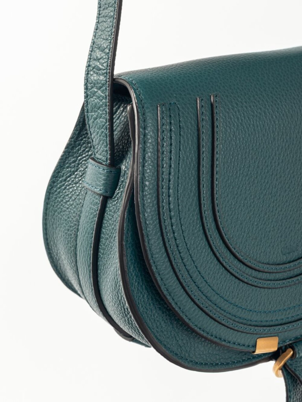 Chloe Marcie Small Steel Blue Grained Leather Crossbody - Picture 8 of 12